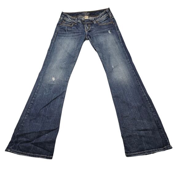 Silver Jeans Women's 29/33 Dark Blue Tuesday Bootcut Low Rise Denim Pants Y2k - Picture 1 of 8
